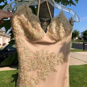 Slim Fit Gold/skin colored Prom Dress